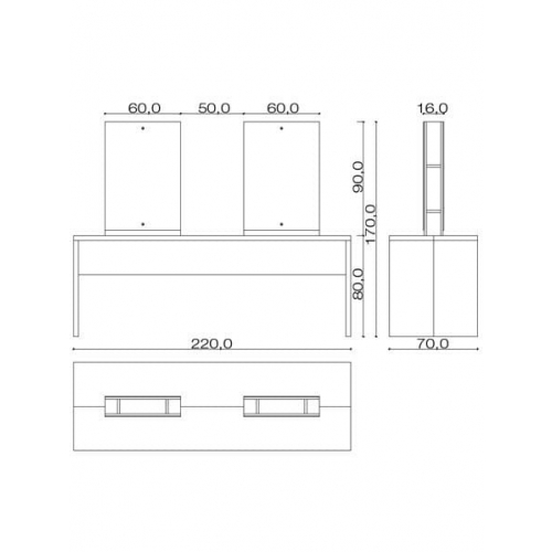 Зеркало парикмахерское на 4 места